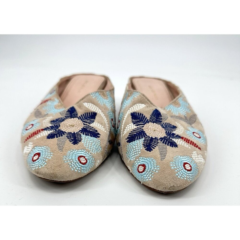 Avec Les Filles Beige Embroidered Floral Slip-On Mules - Picture 3 of 9